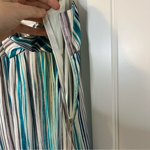 Ann Taylor Loft Striped Satin Flowy Dress Size 6 - Picture 4 of 9